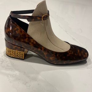 Jeffrey Campbell Blaire Tortoise Bronze Ankle Strap Block Heels - Sz 10 ⭐️EUC🌟